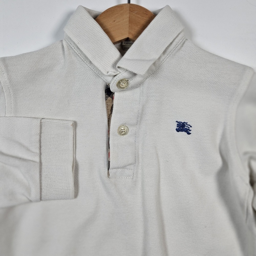 Burberry Long Sleeve Polo Shirt 4Y White Nova Check Placket Prorsum Knight Logo
